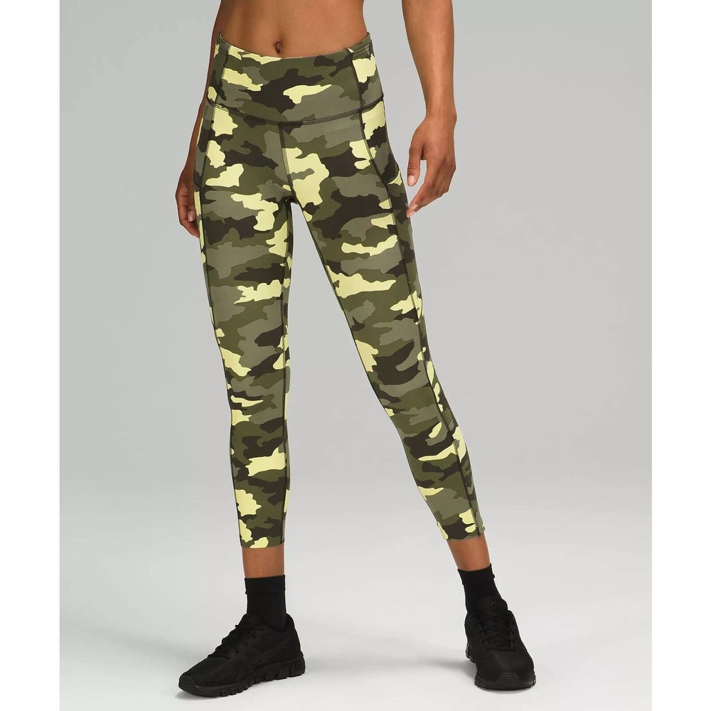 lululemon athletica Camouflage High-Rise Leggings in Olive & Lime